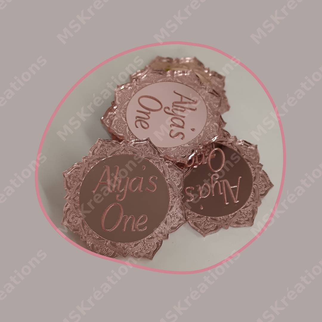 Lot Pastille dentelle Ronde "Prénom's Age" x10